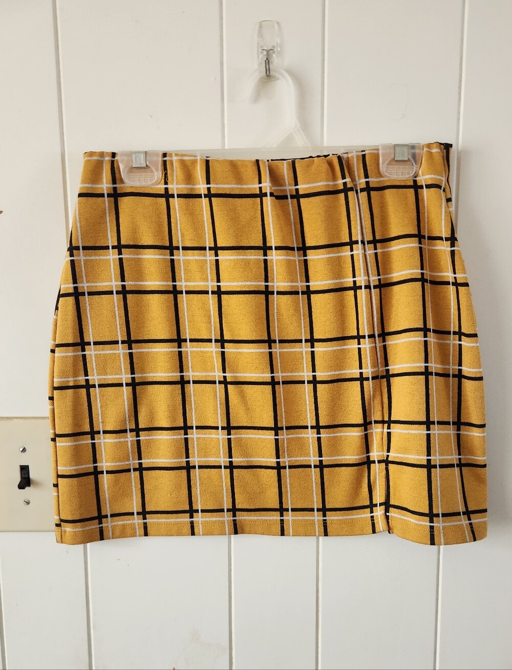 Mustard Popular Basics Plaid Mini Skirt Size XL